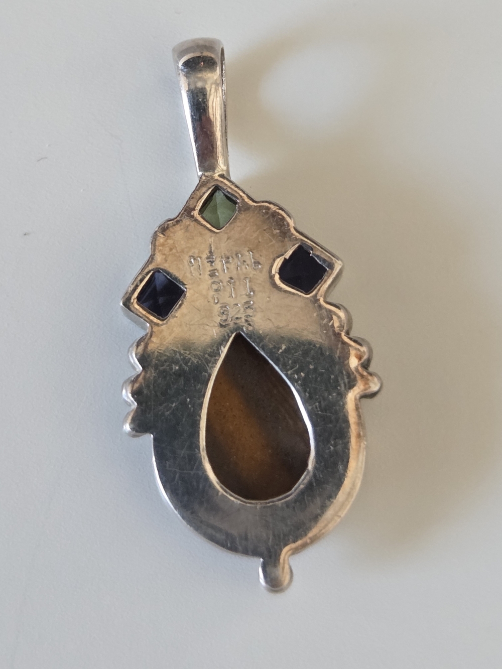 Vintage 925 Sterling Silver Nepal Opal & Gemstone Artisan Pendant